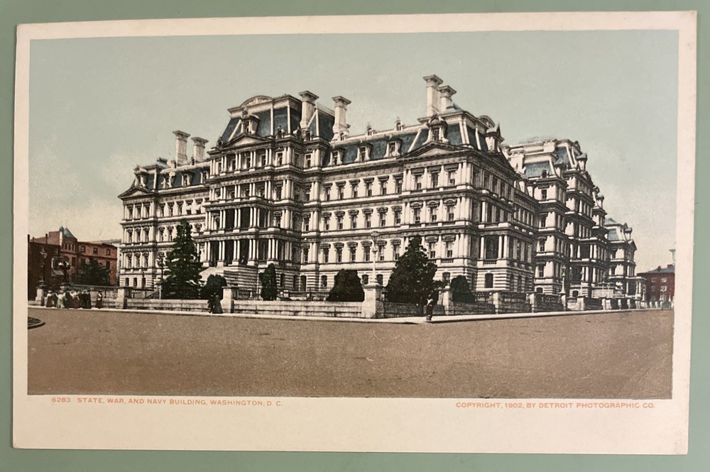 1905c Washington Dc State War Navy Building Street Scene Vintage Colored PC