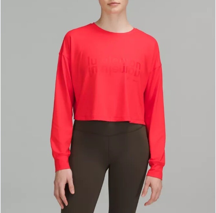 Lululemon Muscle Love Long Sleeve Cherry Red Workout Top Women’s Size 10