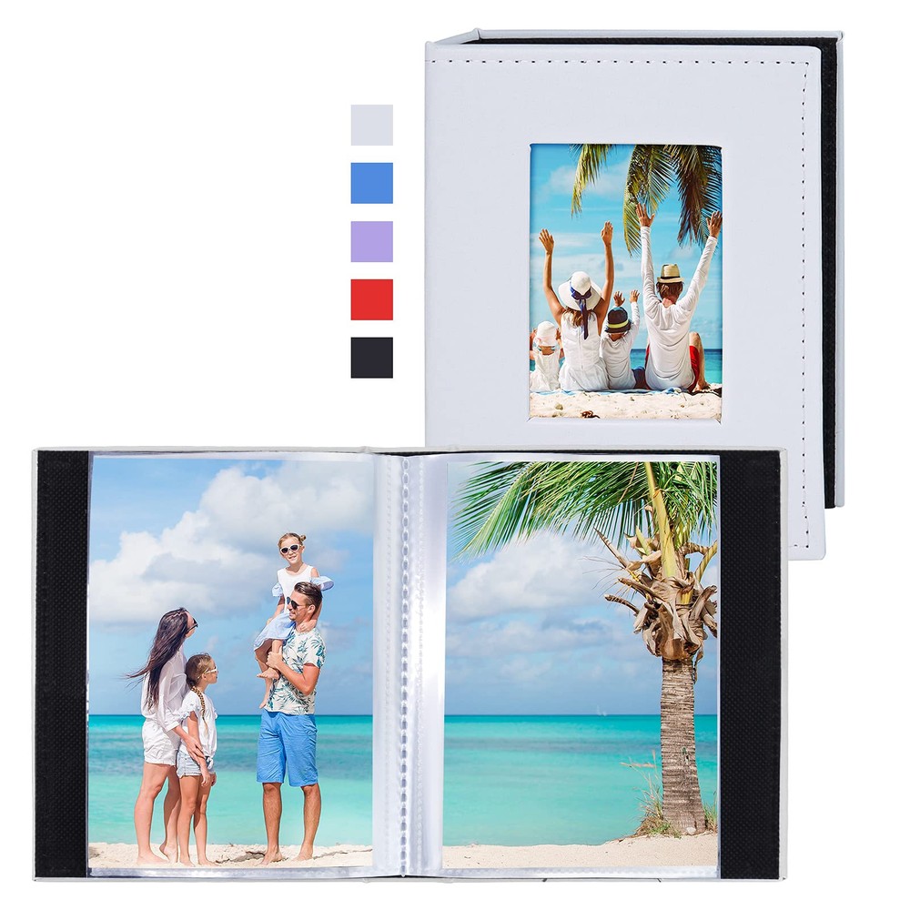 Small Photo Album 4x6 Photos, 2 Pack Leather Cover Mini Photo Book, 26-Page H...
