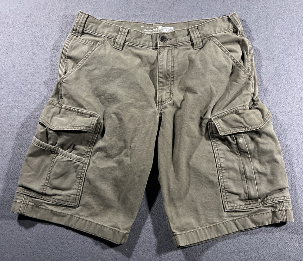 Carhartt Cargo Shorts Men’s 33 Green Relaxed Fit Canvas Cotton Blend Work READ M
