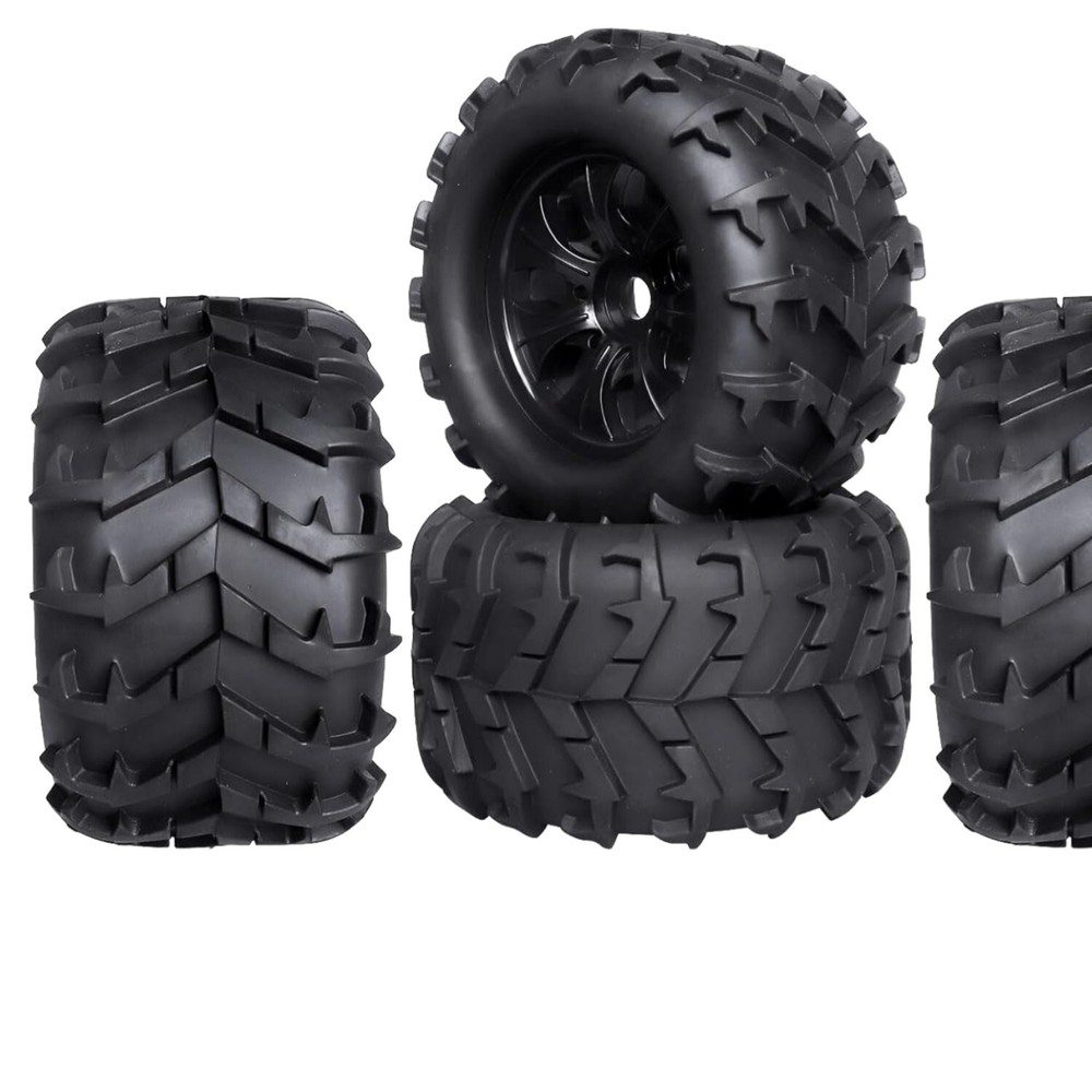 17mm Hex RC Monster Truck Wheels & Tires Pre-Glued for Durability