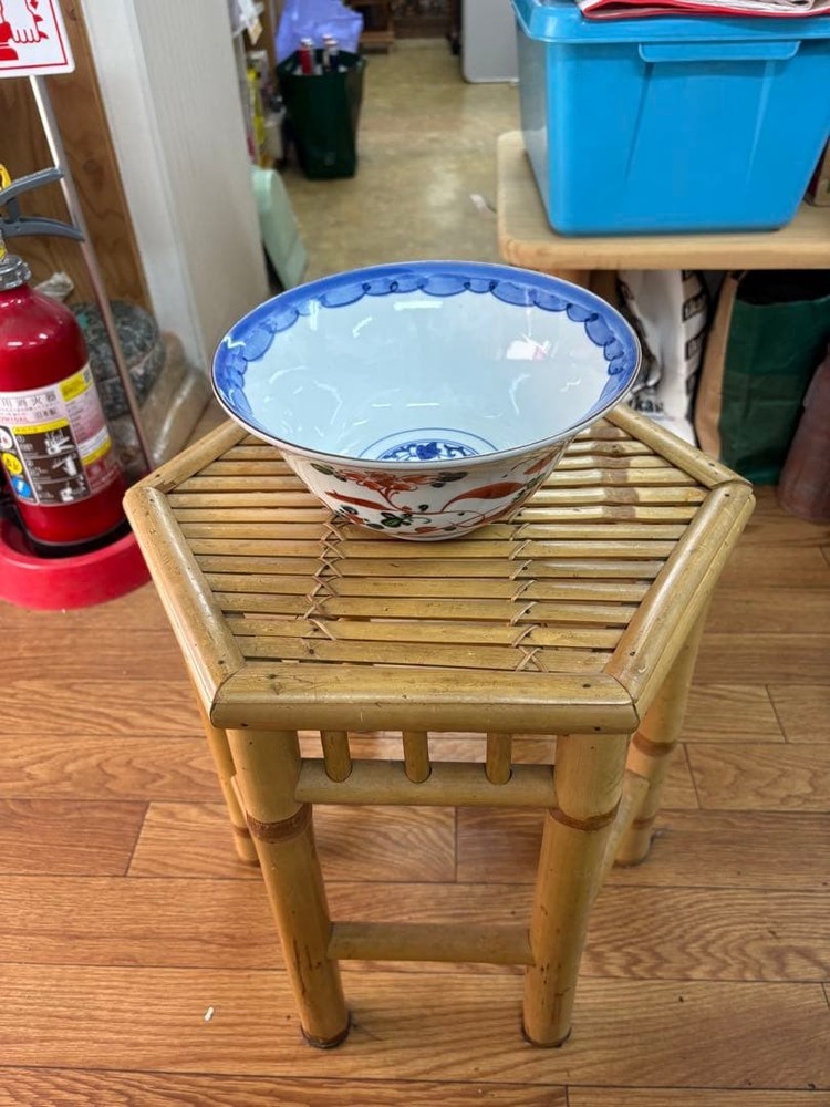 Japanese Origin Title: [Good condition] Kutani ware, red painting, large bowl wi