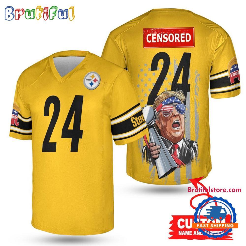 Pittsburgh Steelers Donald Trump Super Bowl Trophy Football Jersey