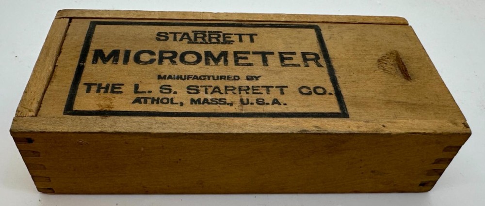 Vintage Starrett Micrometer Original Wood Box - Box Only No Tool