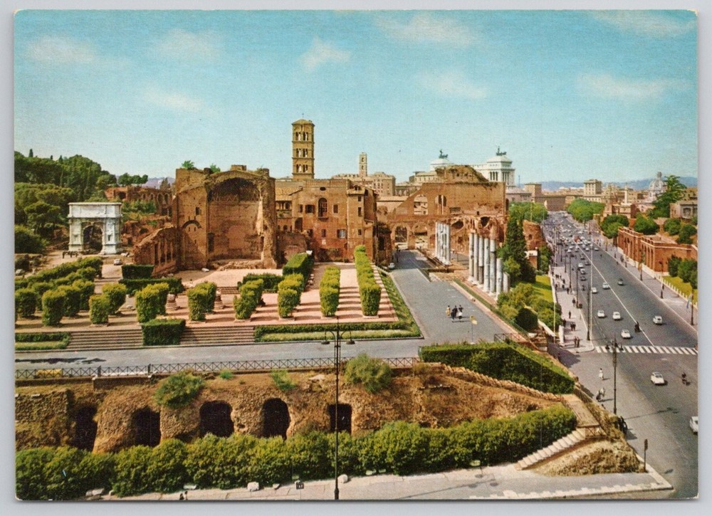 Vintage Postcard Rome Italy Via dei Fori Imperiali Roman Forum Kodak Ektachrome