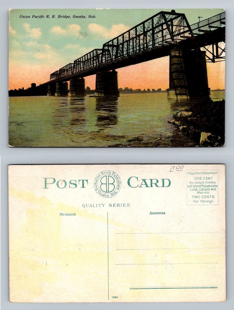 Omaha, NE-Nebraska, Union Pacific Railroad Bridge View Card Vintage Postcard