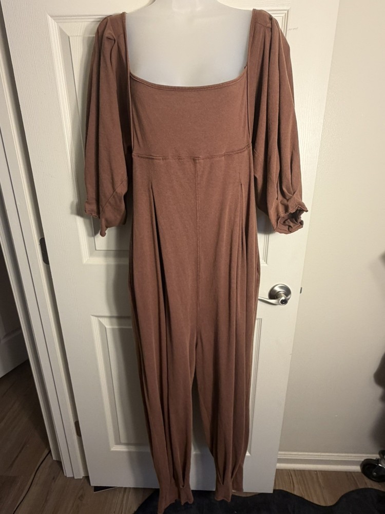 Free People Womens Lotta Love Rust Colored Jumpsuit Size Small