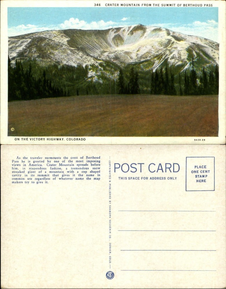 Crater Mountain from Summit of Berthoud Pass Victory Highway Colorado CO