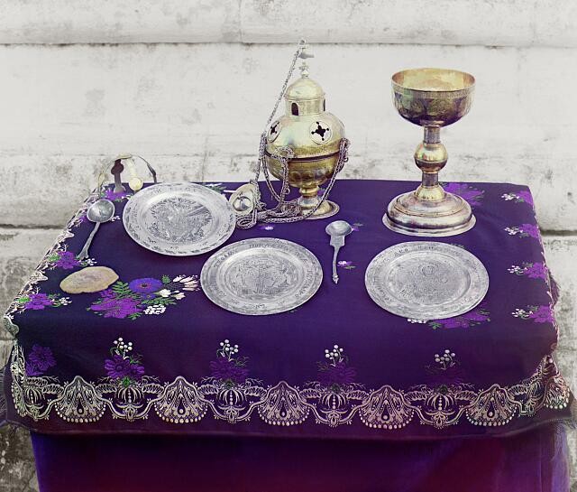 Tver Russia 1910 Church Communion Chalice and Silver Plates Orshsky Monastery
