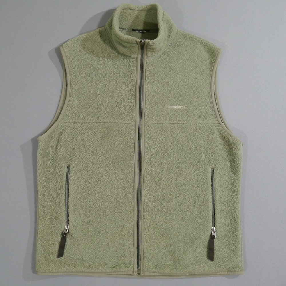 Vintage Patagonia Synchilla Fleece Vest Jacket USA Green 90s Large Logo Men's