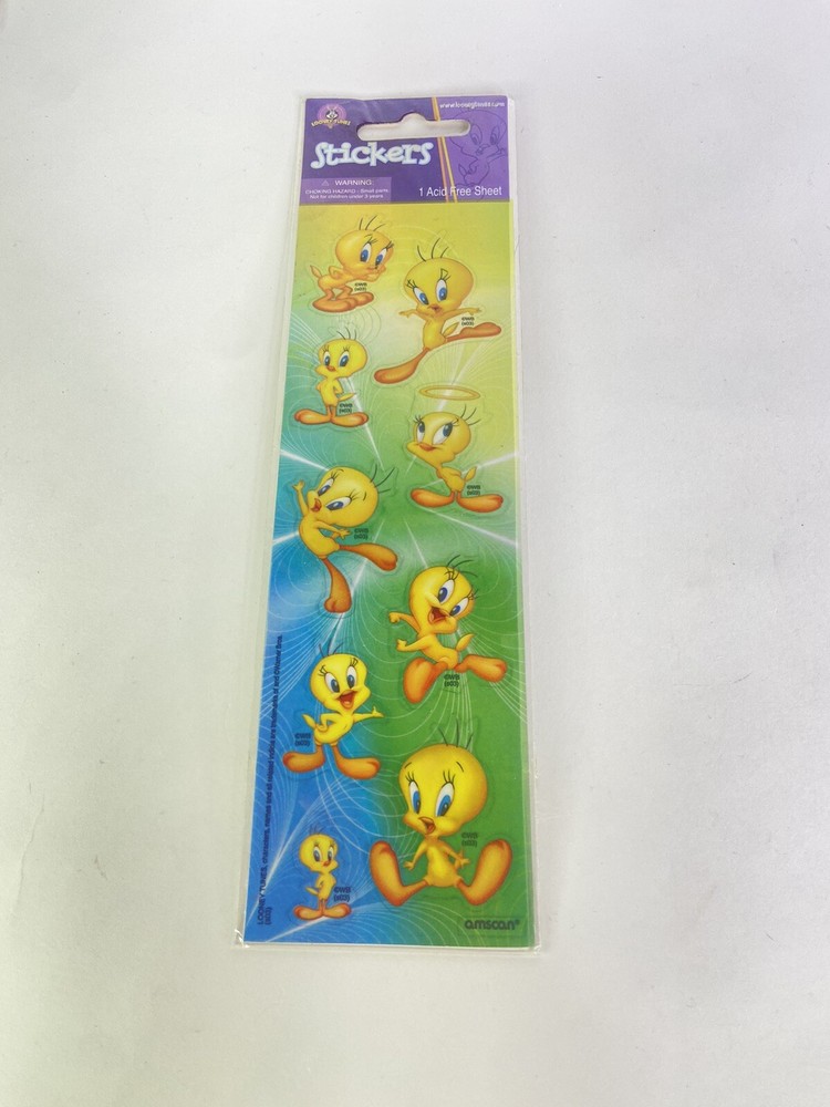 Vintage Looney Tunes Tweety Bird Acid-Free Sticker Sheet Amscan NEW