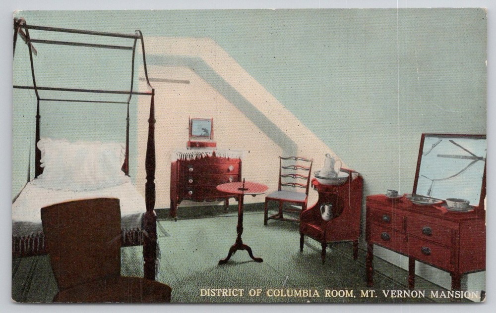Mt Vernon Mansion DC Room Postcard Leet Bros Linen Vintage Washington Estate