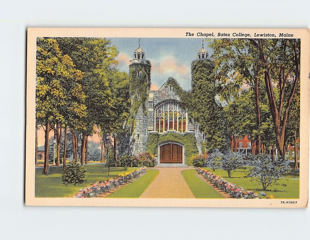 Postcard Chapel Bates College Lewiston Maine USA