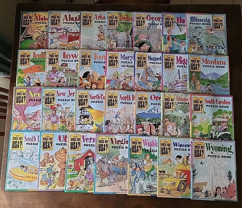 Highlights Which Way USA Lot of 28 Puzzle Books + Maps