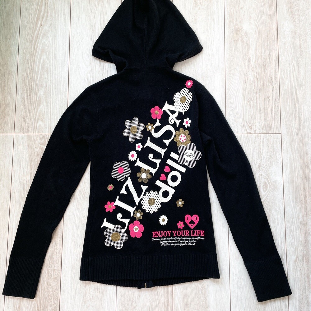LIZ LISA Doll Knit Zip Hoodie Black Shibuya109 Gal GYARU Grunge Y2K From Japan
