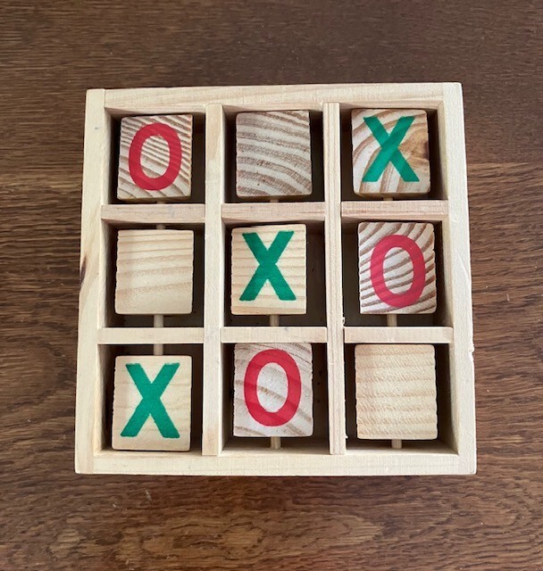 Vintage Wooden Tic-Tac-Toe Game w/ Rotating Tiles