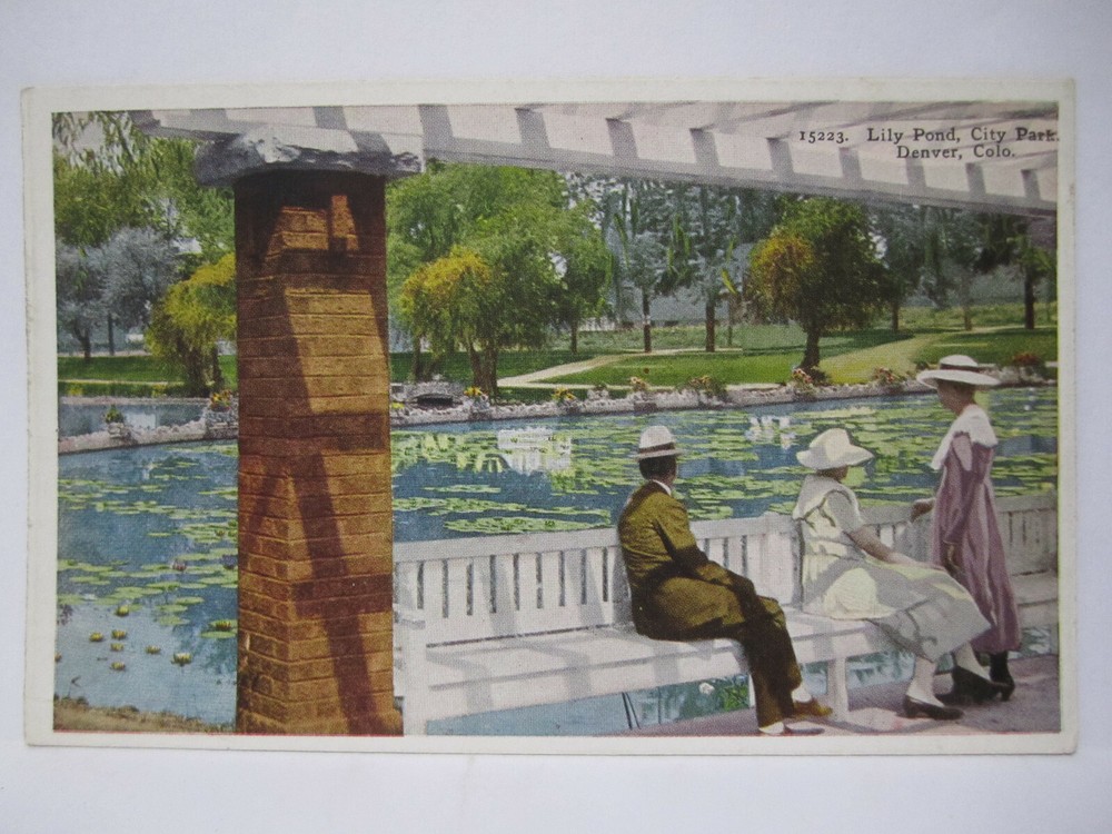 LILLY POND IN CITY PARK POSTCARD DENVER CO COLORADO 1910s