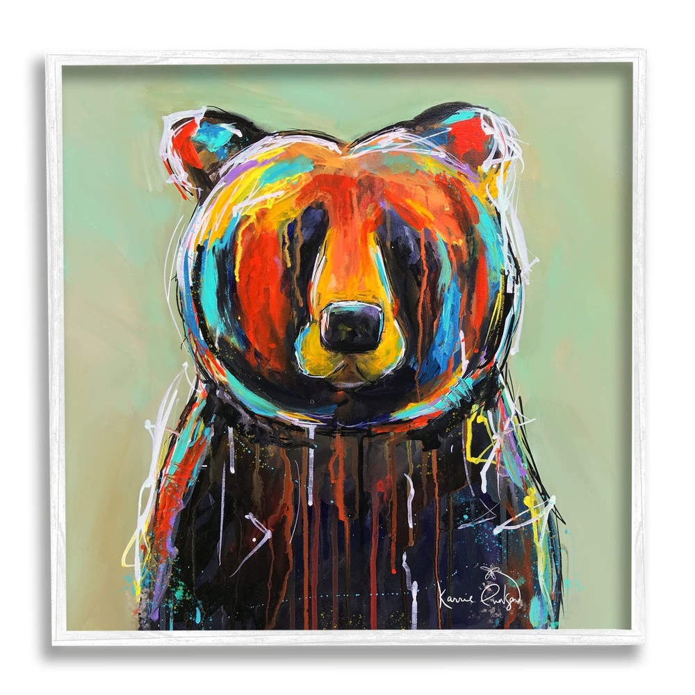 Stupell Industries Abstract Urban Bear Graffiti Framed Giclee Art, Design by ...-image