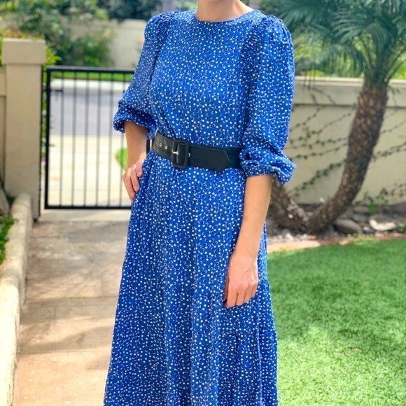 Zara Women's Midi dress Blue Navy 3/4 Sleeve Size S