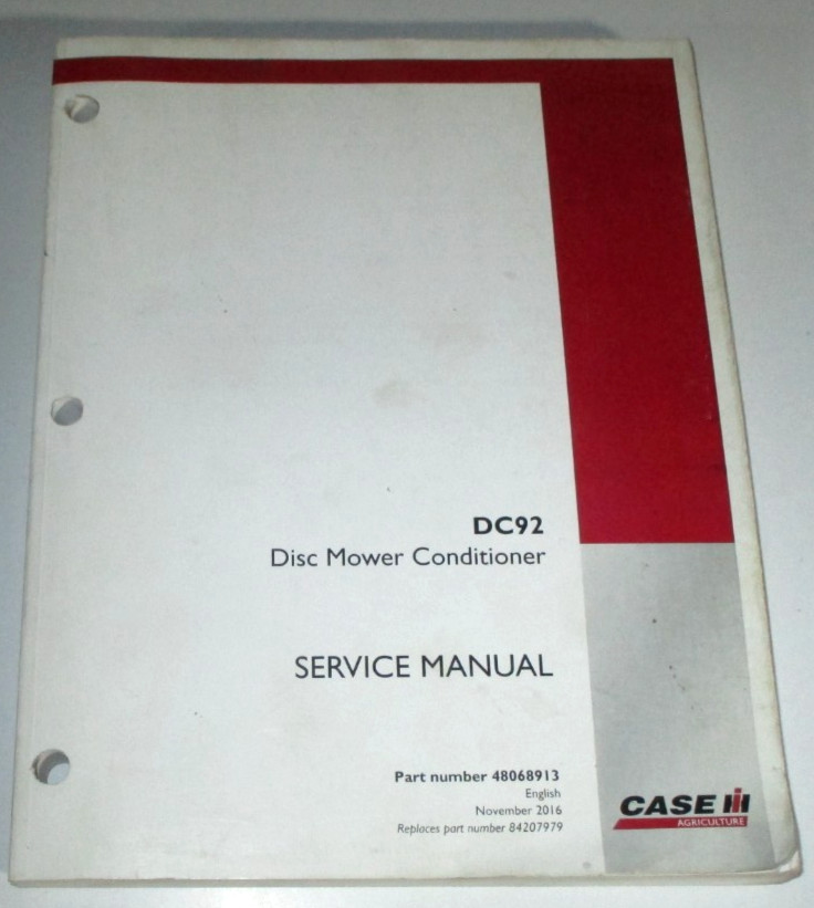 Case IH DC92 Disc Mower Conditioner Service Repair Shop Manual ORIGINAL! 2016