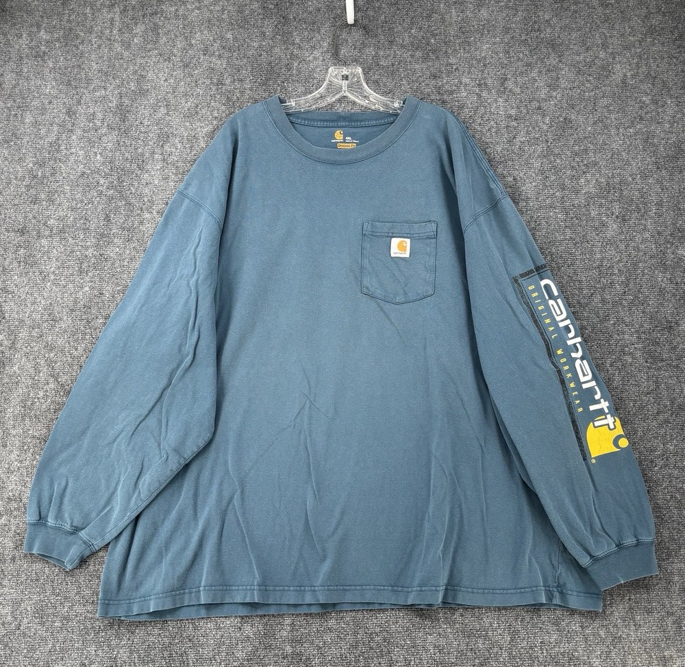 Carhartt Original Fit Men’s 4XL Long Sleeve Blue Logo Workwear Shirt