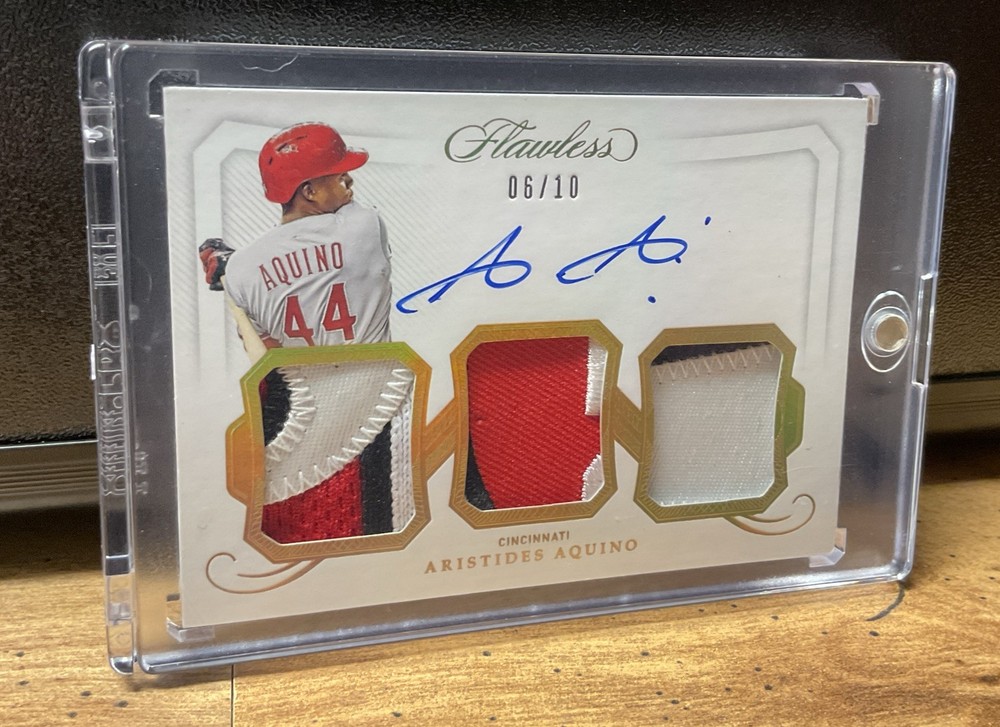 Aristides Aquino 2020 Panini Flawless Triple Patch Auto /10 #Tpa-Aa - Reds