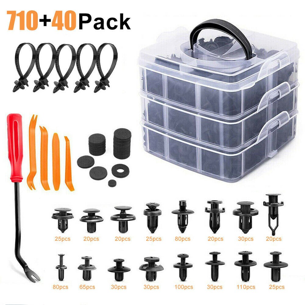 Auto Retainer Pin Push Trim Car Kit Clips Bumper Rivet Pcs Fasteners 750