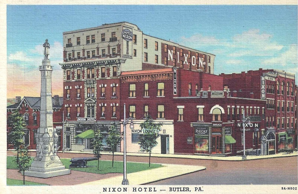 Butler Pennsylvania PA ~ Nixon Hotel ~ Vintage Linen Postcard UNP