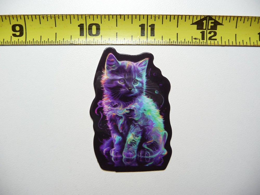 Vibrant Neon Kitten Cat Sticker Decal Feline Pet Baby Animal