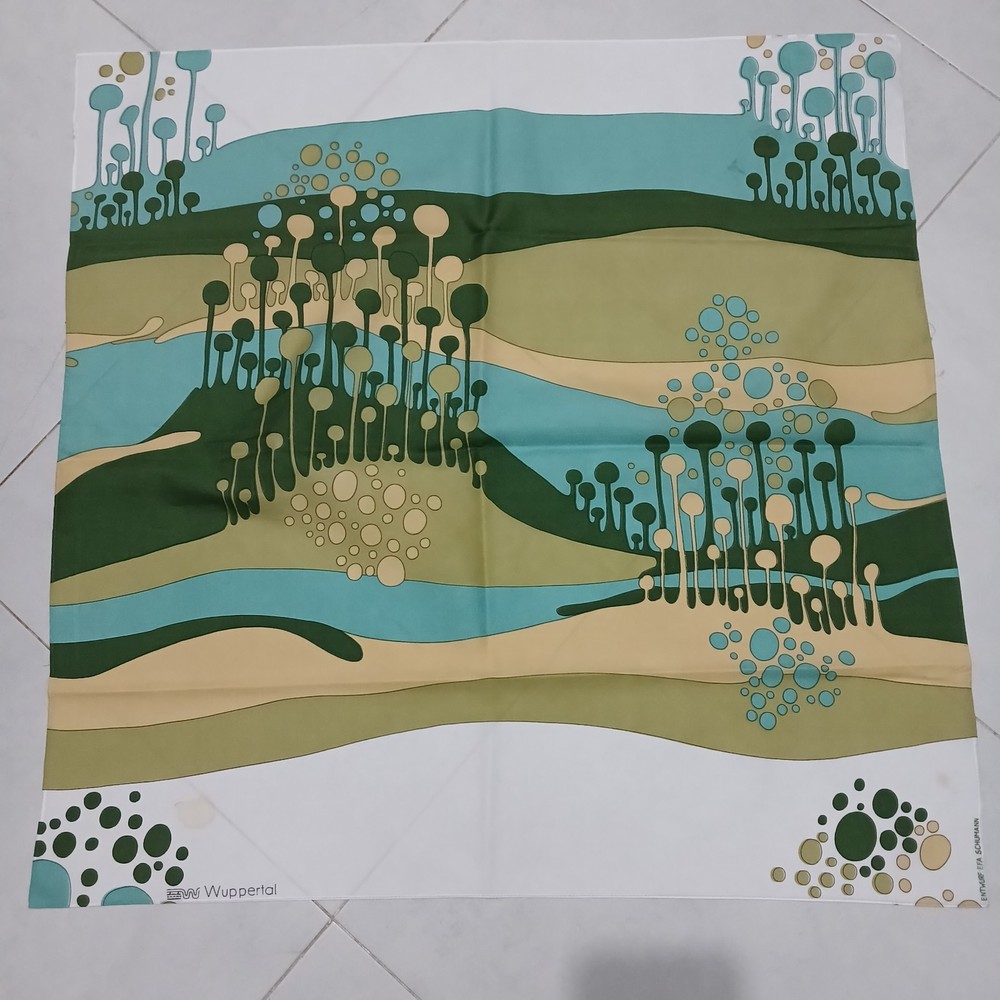 Wuppertal Lovely Polyester Scarf Abstarct Retro Forest Print VTG Neckerchief 29
