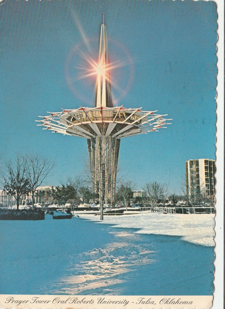 Prayer Tower Oral Roberts University Tulsa Oklahoma USA Continental postcard