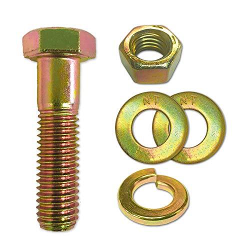 (10 Sets) 3/8-16x1-1/2 Grade 8 Hex Cap Bolts Screws, Nuts, Flat & Lock Washer...
