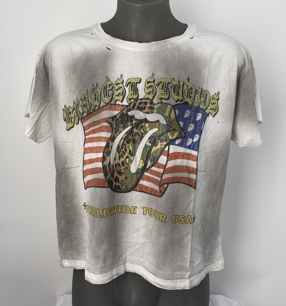 Bravest Studios Unisex T-Shirt White/Multi Size L Worldwide USA Short Sleeve