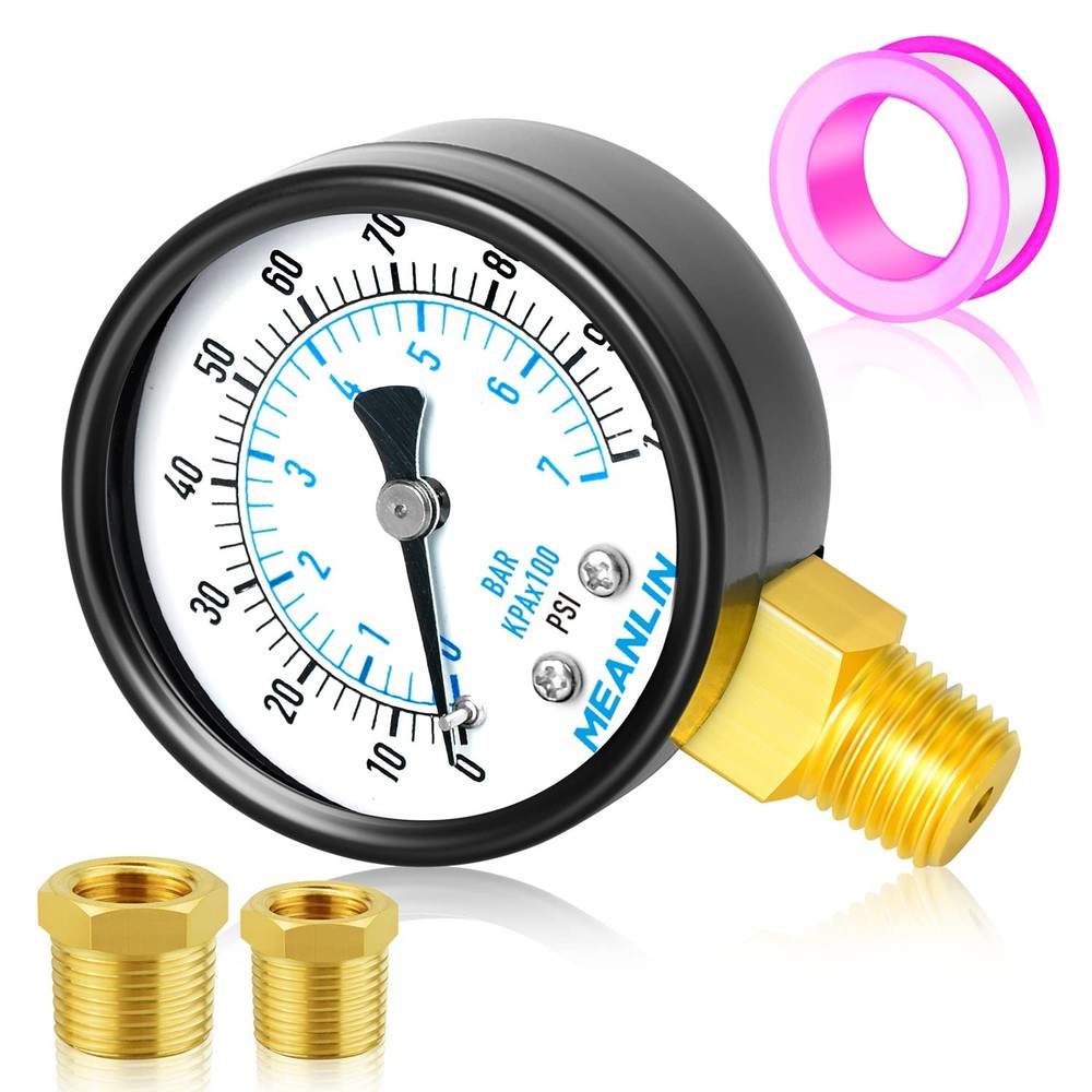 MEANLIN MEASURE 0-100Psi 2 DIAL FACE 1/4 NPT Well Pump Pressure Gauge, with / x