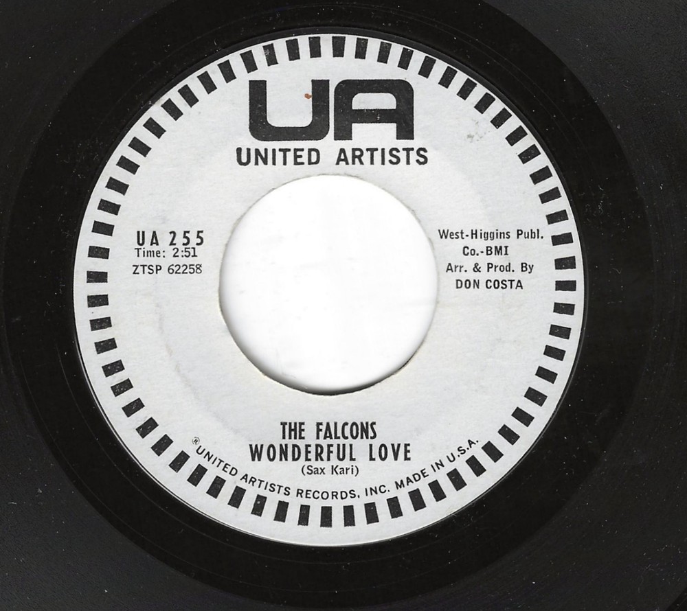 The Falcons 45Rpm '60 United Artists Wonderful Love Doo Wop Ballad Promo Vg++