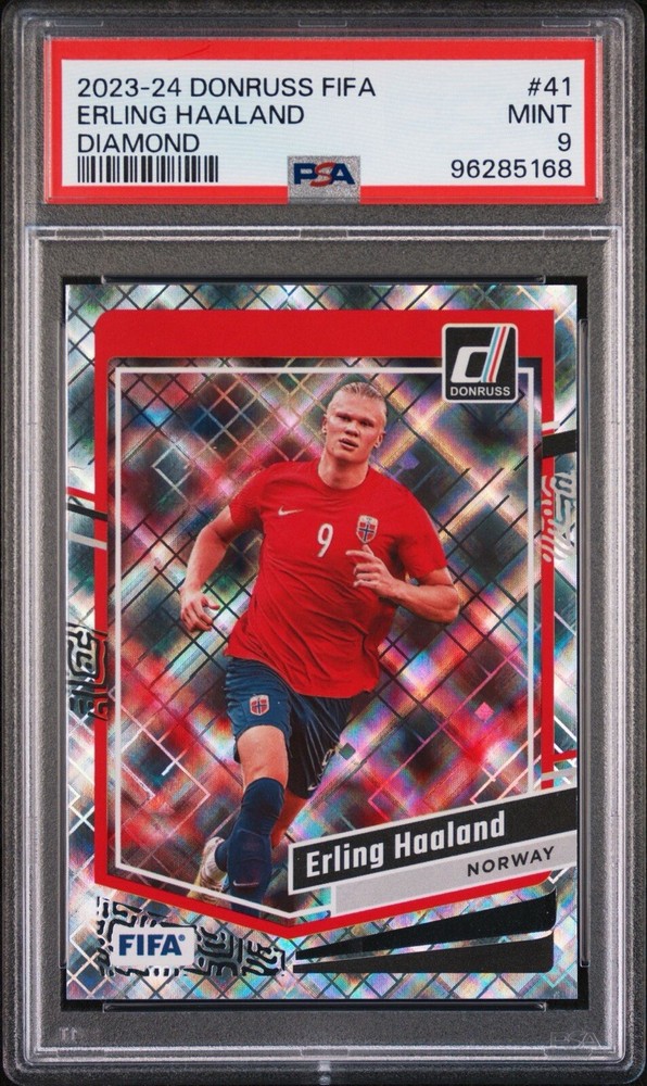 2023-24 Panini Donruss FIFA - Diamond #41 Erling Haaland Norway PSA 9