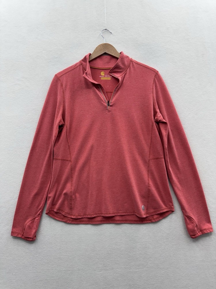 Carhartt Force Women's Large Orange 1/4 Zip Pullover Long Sleeve Top