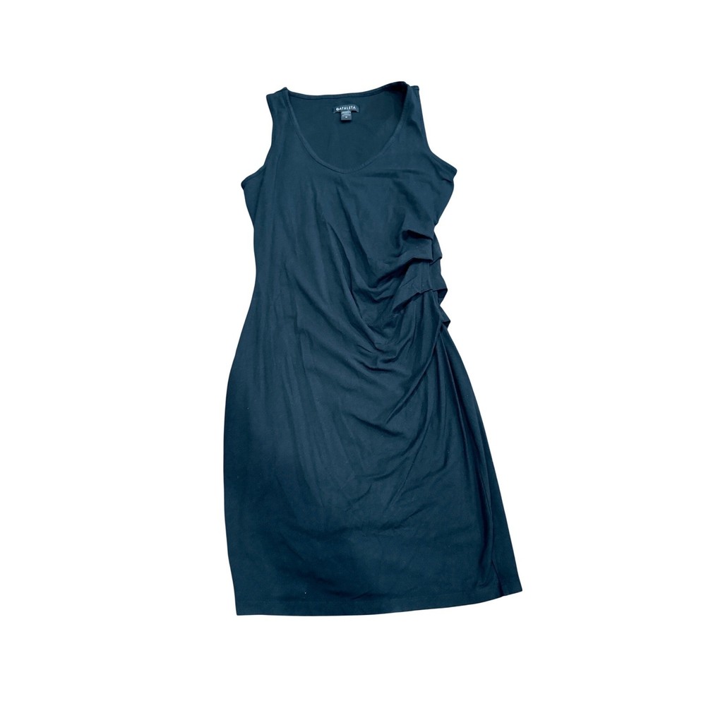 Athleta Black Ruched Side Sleeveless Midi Dress Size Medium