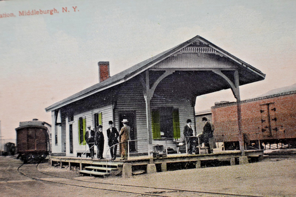 Early Railroad Station Depot RR w/ Train At Middleburgh New York NY D11