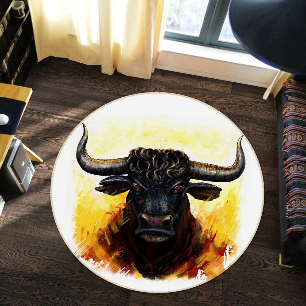 3D Bull Demon King Non-Slip Animal Photo Rug Mat Elegant Carpet Design