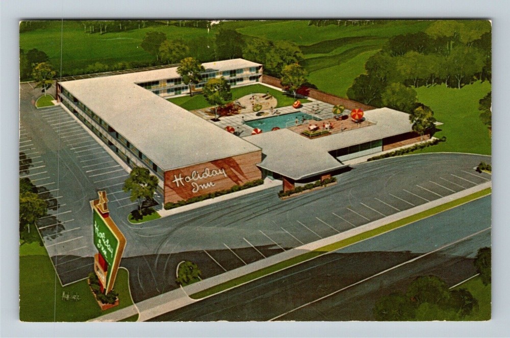 St. Joseph MO-Missouri Aerial View Holiday Inn Motel Antique Vintage Postcard