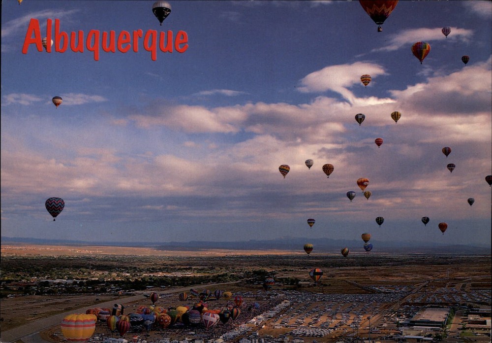 Albuquerque New Mexico Hot Air Balloon Fiesta aerial view vintage postcard