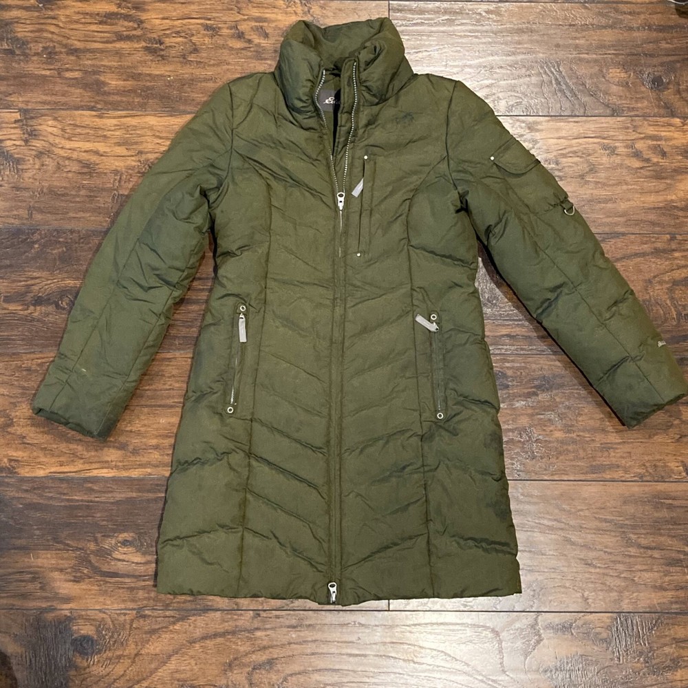 Eddie Bauer Sun Valley Down Parka Women's Size PetiteXS, Dark Green Metallic