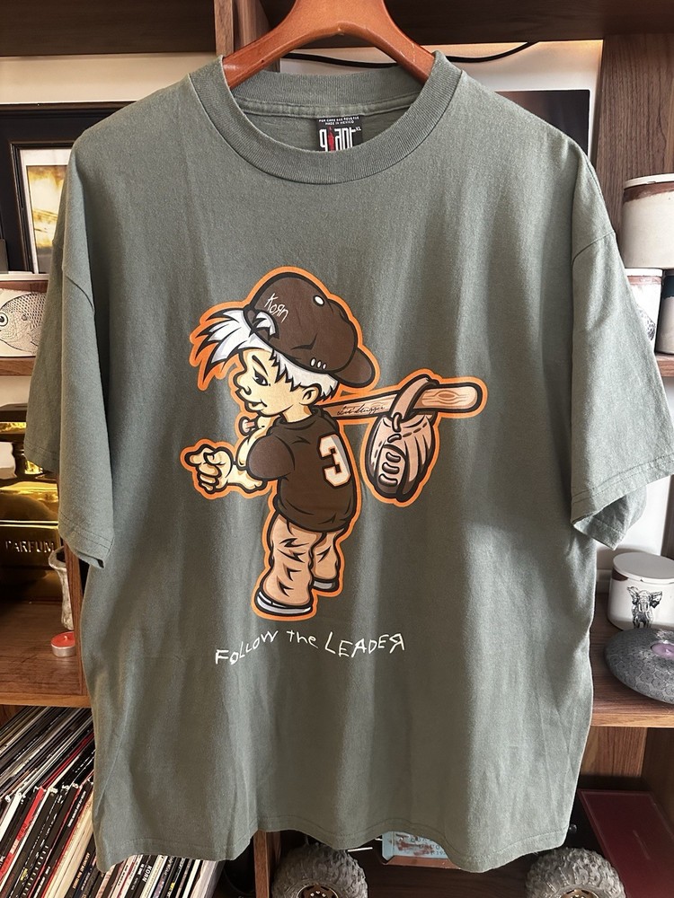 Vintage 90s Korn Follow The Leader Lil Slugger Band TShirt Giant by Tultex SZ XL