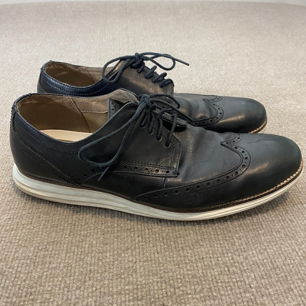 Cole Haan Grand.OS Shoes Mens Size 12 M Black Leather Wingtip Brogue C26499