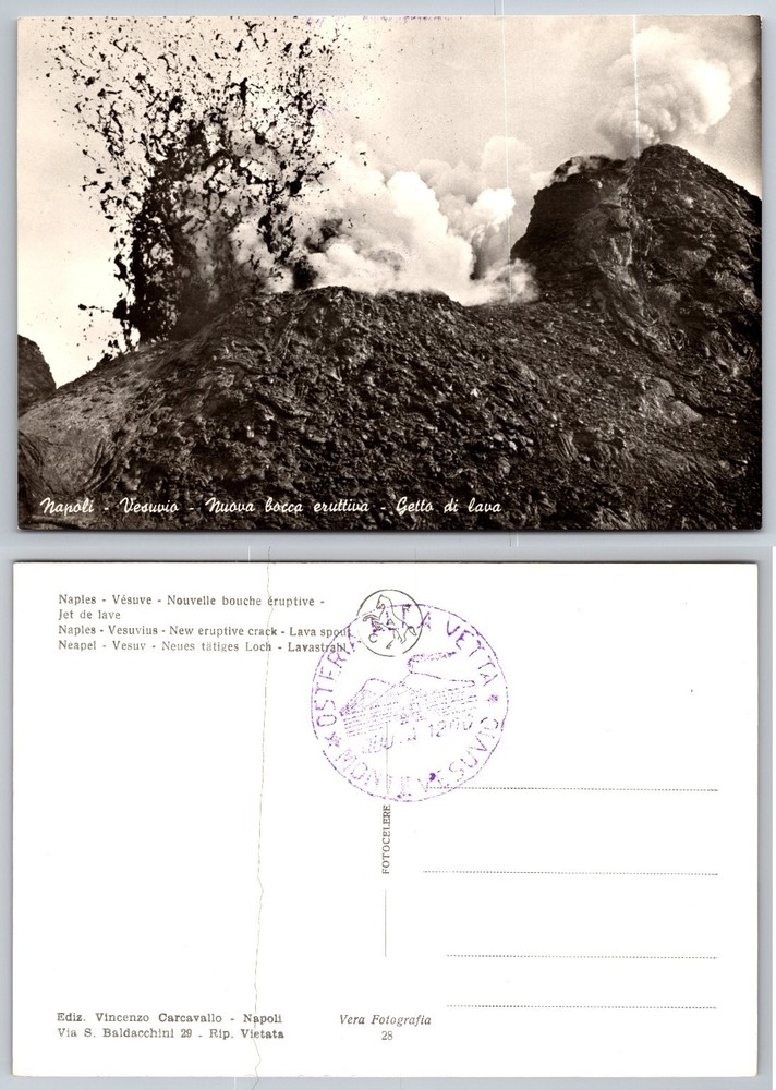1906 Vesuvius Eruption RPPC Postcard Naples Italy Lava Spurt Real Photo