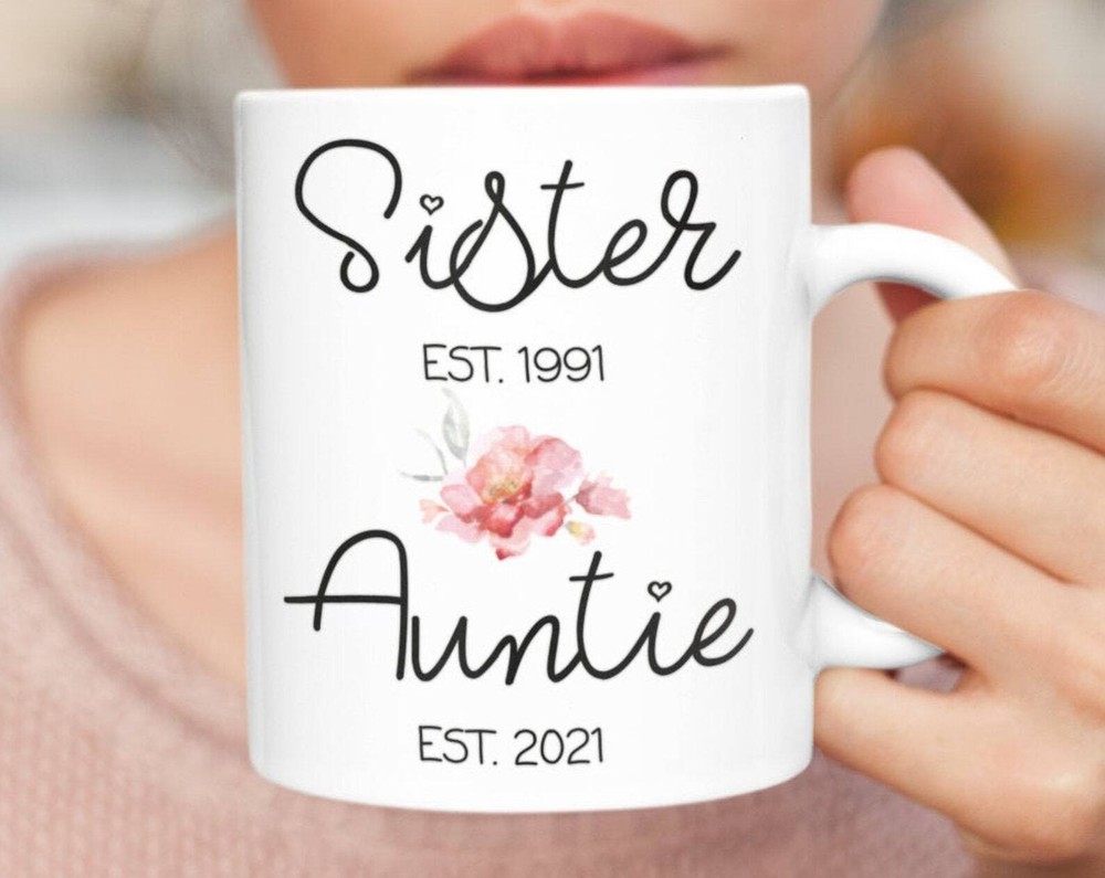 Sister Auntie Mug New Aunt Gift Pregnancy Announcement Future Aunt Gifts New
