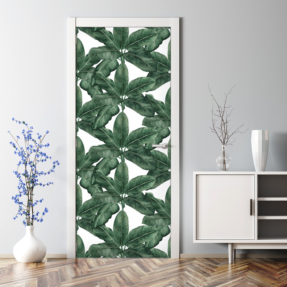 Banana leaf Bubble Free Door sticker mural Floral leaves Botanical self adhesive