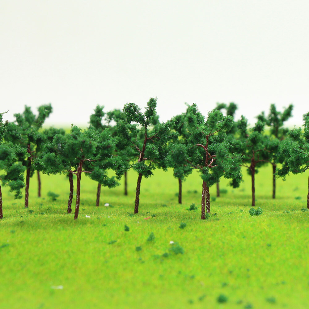 D5027 40pcs N Scale 1:160 Deep Green Trees 5cm Iron Wire Model Trains Layout