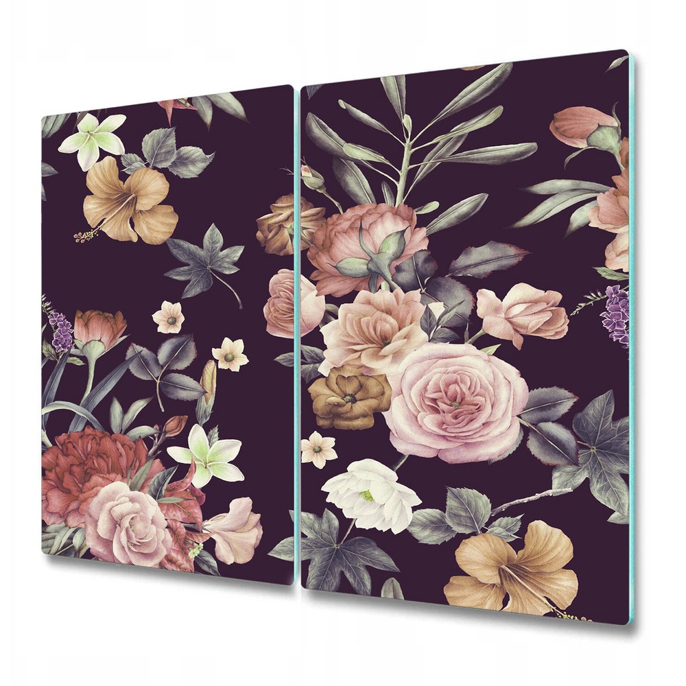 Glass Chopping Cutting Board Vintage Floral | Garden Colourful Flowers | 2x30x52